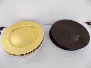 13 Platters Two Silver Leaf Chargers