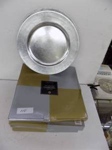 10 - 13 Platters Two Silver Leaf Chargers