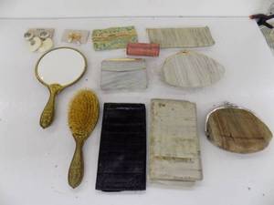 Vintage Items - Hair Brush & Handheld Mirror & Small Purses