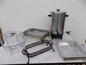 Kitchen Items, Coffee Maker, Glass Pan, Metal Pan, Pan Holders