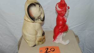 lot 20 image: Vintage Circus Prize Chalkware Clown And Elephant Banks