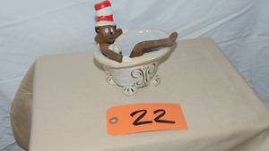 lot 22 image: Whimsical Cat in The Hat in the Bath Toothbrush Holder