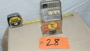 lot 28 image: Vintage Jack Pot Metal Slot Machine Bank