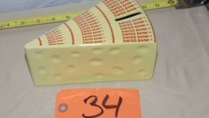 lot 34 image: Vintage Franklin Company Swiss Bank Ceramic Cheese Bank