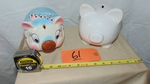 lot 61 image: Lot of 2 Ceramic Pig Banks