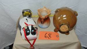 lot 68 image: Mixed Lot of Pig and Cow Banks and Moose Pitcher
