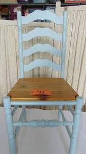 lot 41 image: Updated Wooden Ladderback Side Chair with Crystal Tops and Natural wood Seat