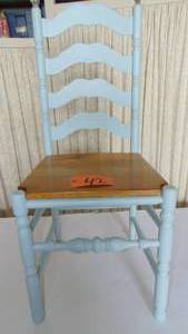 lot 42 image: Updated Wooden Ladderback Side Chair with Crystal Tops and Natural wood Seat