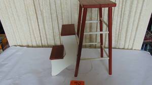 lot 90 image: Antique Wooden Stool With Fold in Steps