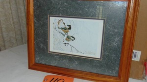 lot 110 image: Quiet Snow Chikadees Print By Don Li-Leger 1988