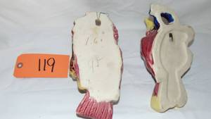 lot 119 image: 2 Piece Lot of Majolica Parrot Wall Pockets