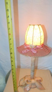 lot 13 image: Alabaster Dressing Table Lamp With Original Lace and Bow Shade