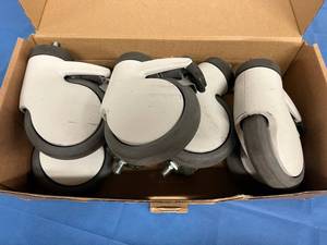 lot 4 image: MSRP $100 Each Box of 8 Colson Medical Grade Caster Wheels - Some With Brakes