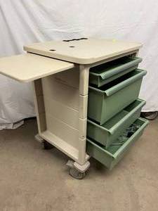 lot 56 image: MSRP $1800 High Quality Herman Miller for Healthcare Mobile Portable Medication Crash Cart Supply Item 4 Drawer Storage Cabinet