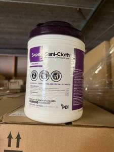 lot 69 image: MSRP $320  2 Cases12 Containers Each Case PDI Super Sani Cloth Large Wipe Size Germicidal Disposable Wipes Q55172 Expiration Date 0223