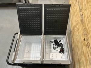 lot 21 image: VEVOR Portable Car Freezer, 100 Quart Portable Refrigerator Freezer, 95L Dual Storage Zone Camping Freezer, -468 12 Volt Fridge Freezer, Car Freezer for Car and Home Use, DC 1224V, AC 100-240V