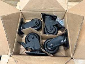 lot 37 image: HUSKY 4 in. Caster Kit for Heavy Duty Welded Steel Garage Base Cabinets