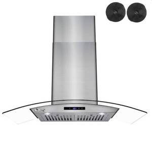 lot 38 image: AKDY 36 in. Convertible Wall Mount Range Hood in Stainless Steel with Tempered Glass, Touch Control and Carbon Filters