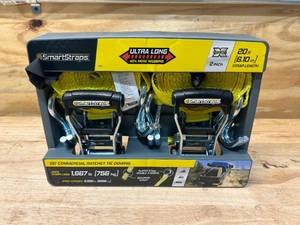 lot 73 image: SMARTSTRAPS 20 Commercial Ratchet Tie Downs- 2 Pack