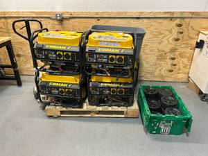 lot 56 image: FIRMAN Lot of 6-  3650 Generators (Model P03608 REV 01) with Spare Parts