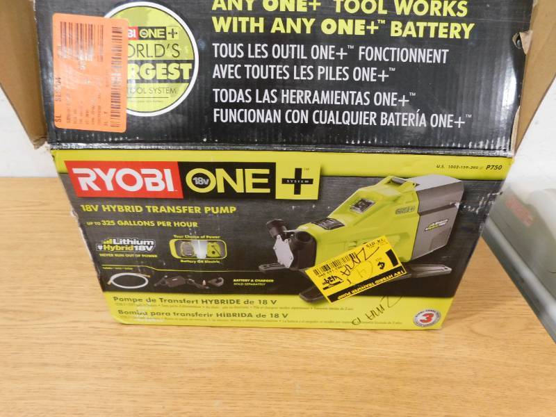 lot 93 image: New - RYOBI  ONE 18V Hybrid Transfer Pump