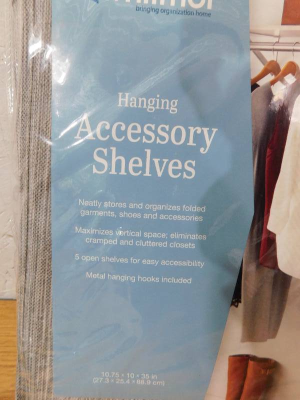 lot 199 image: (2) Whitmor Hanging Accessory Shelves & Shoe Shleves Lot