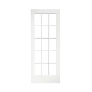 lot 74 image: eightdoors 30 in. x 80 in. Clear Glass 15-Lite True Divided White Finished Solid French Interior Door Slab