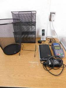 lot 42 image: Office Supply Lot - Phone, Wire Basket & Organizer, Credit Card Machine