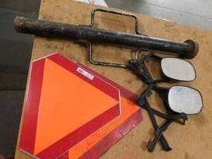 lot 43 image: Fence Post Pounder , 2 Slow Moving Triangles, Extended Mirrors.