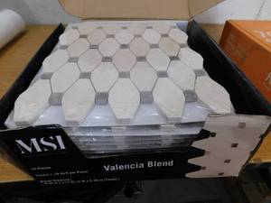 lot 49 image: (9) MSI  Valencia Elongated Octagon 12 in. x 12 in. Polished Marble Floor and Wall Tile (1.1 sq. ft.Each)