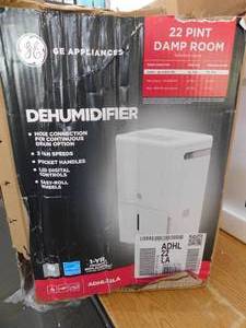 lot 83 image: GE 22 pt. Dehumidifier with Smart Dry for Bedroom, Basement or Damp Rooms up to 1500 sq. ft. in White, ENERGY STAR