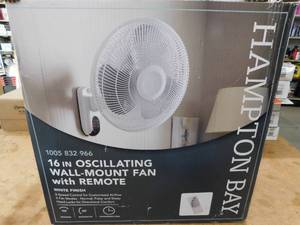 lot 96 image: Hampton Bay 16 in. Indoor Wall Mount Fan with Remote