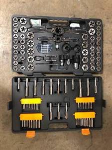 lot 14 image: GEARWRENCH SAEMetric Ratcheting Tap and Die Set (114-Piece)  Customer Returns See Pictures