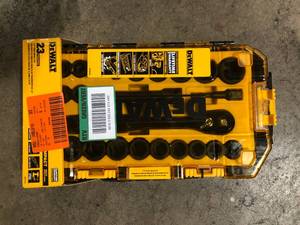 lot 34 image: DEWALT  12 in. Drive Metric Socket Set with Ratchet (23-Piece)  Customer Returns See Pictures