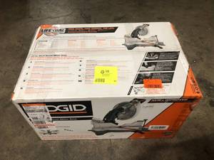 lot 44 image: RIDGID  15 Amp Corded 12 in. Dual Bevel Miter Saw with LED Cutline Indicator   Customer Returns See Pictures