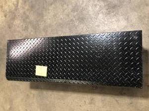 lot 51 image: Husky  46.8 in. Matte Black Aluminum Lo-Side Side Mount Truck Tool Box No Keys Customer Returns See Pictures