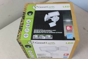 lot 21 image: Good Earth Lighting 180-Degree 24-Watt EQ Hardwired LED Textured White 2-Head Motion-Activated Flood Light with Timer 2138-Lumen
