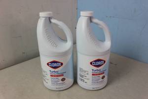 lot 29 image: NEW - 2 Bottles (128 OZ Total) of Clorox Turbo Disinfectant Cleaner for Sprayer Devices, Bleach-Free, Kills Cold and Flu Viruses, Industrial Cleaning, Hospital Cleaning, Kitchen and Bathroom Cleaning, 64 Fluid Ounces
