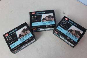 lot 57 image: NEW - 3 Boxes X GRIP RITE #11 x 2-12 in. Electro Galvanized Steel Roofing Nails (1 lb.-per Pack)