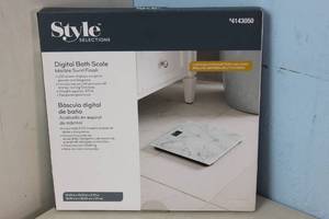 lot 107 image: NEW - NEW - Style Selections Style Selections Bath Scale Marble Swirl MSRP $19.98 047968378048