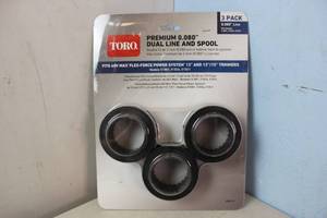 lot 44 image: NEW - Toro 0.080 in. 60V 13 in. and 15 in. Flex-Force Trimmers Replacement Spool (3-Pack) 021038886169 MSRP $24.98