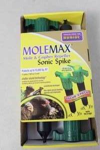 lot 37 image: NEW - 2pk Bonide Molemax Mole & Gopher Repeller Sonic Spikes Battery Operated 093335900695 MSRP $26.98