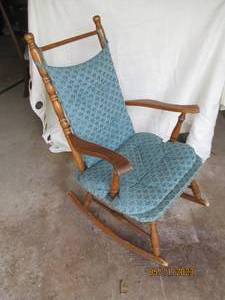 lot 401 image: Wood upholstered rocking chair...