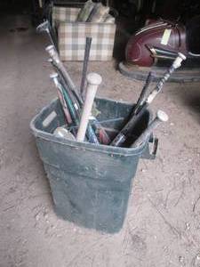 lot 174 image: Garbage Can Full of Assorted Bats G...