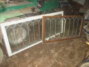 lot 130 image: 2 Vintage Beveled Glass Windows - W...