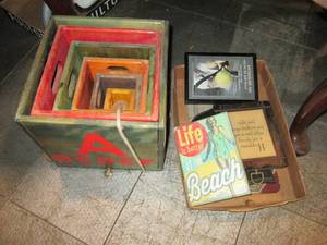 lot 235 image: Wood building block shaped pull along toy