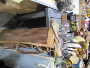 lot 291 image: Vintage plaid and leather golf bag ...