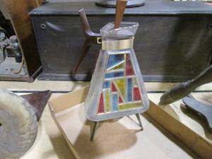 lot 351 image: Vintage Stained glass coffee urn wi...