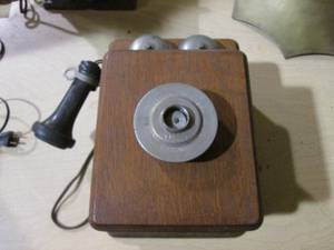 lot 475 image: Antique compact wall mounted phone ...