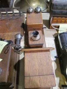 lot 357 image: Vintage wooden wall mounted phone. ...